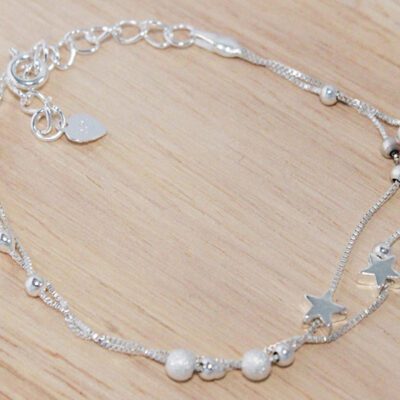 Sterling Silver Fashion Double-Layered Star Charm