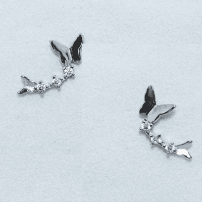 Sterling Silver Butterfly Cubic Zirconia Studs
