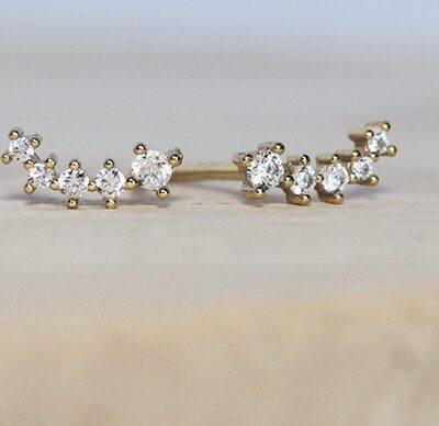 Sterling Silver Gold Plated Cubic Zirconia Studs