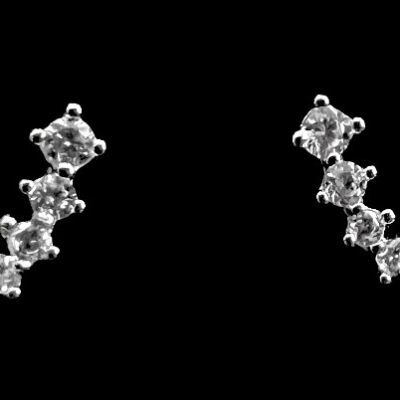 Sterling Silver Cubic Zirconia Décor Stud Earrings with Ball Backs