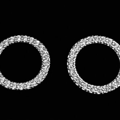 Sterling Silver Cubic Zirconia Encrusted Circle Stud Earrings