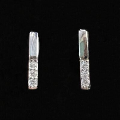 Sterling Silver Cubic Zirconia Minimalist Letter I Earrings