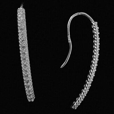 Sterling Silver Elegant Cubic Zirconia Open Hoop Earrings