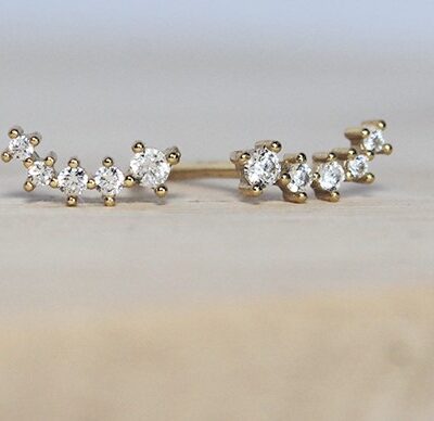 Sterling Silver Gold Plated Korean Pave Cubic Zirconia Studs