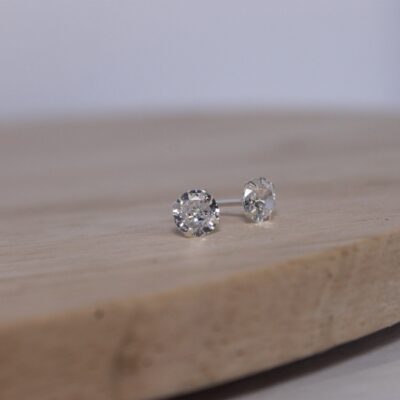 Sterling Silver Round Cubic Zirconia Ear Studs – 5mm